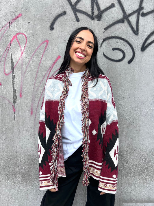SUSY MIX CABAN CORTO STAMPA ETNICA GRIGIO