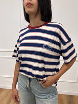 T-SHIRT M/C GIROCOLLO RIGHE  ST. TROPEZ BLU MOTEL