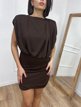 ABITO CORTO CON SPALLINE E DRAPPEGGIO MORO SUSY MIX
