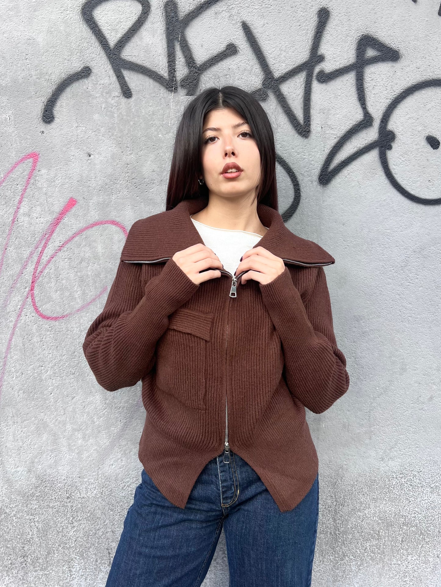 SUSY MIX CARDIGAN CERNIERA COLLO CRATERE IVANA MORO