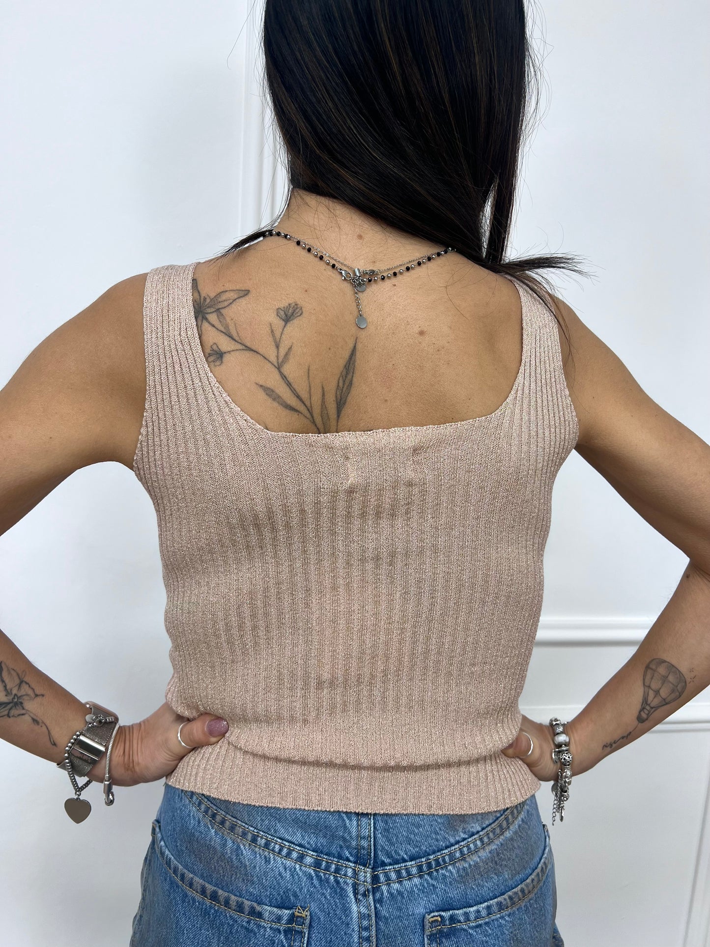 SUSY MIX CANOTTA CROP COSTE LUREX MALEN ROSA