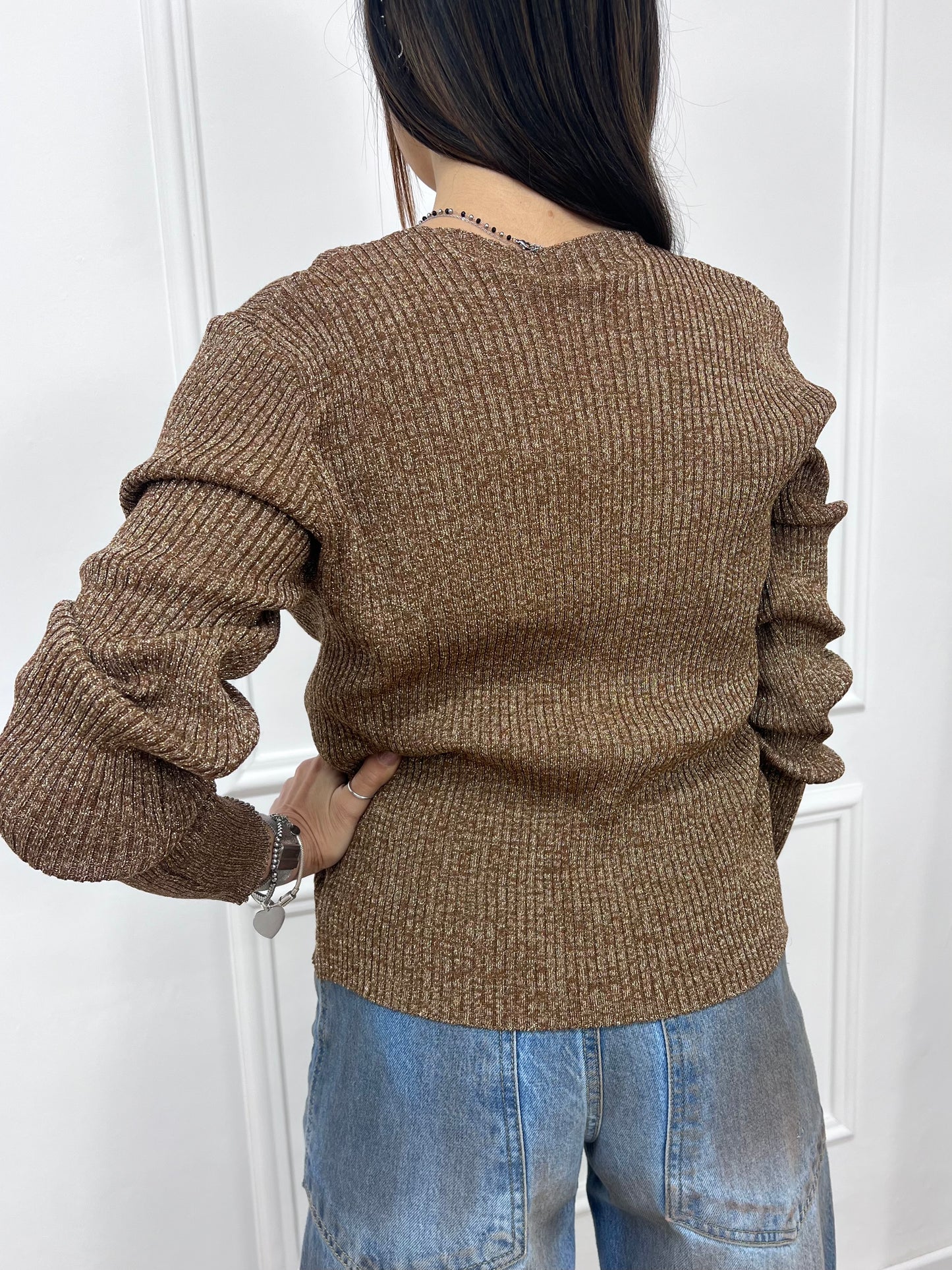 SUSY MIX CARDIGAN BOTTONCINI COSTE LUREX MALEN MORO