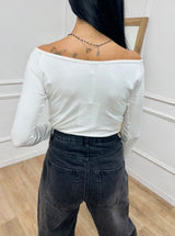 MAGLIA BASIC SCOLLO SHIFFER MANICOTTO LATTE SUSY MIX