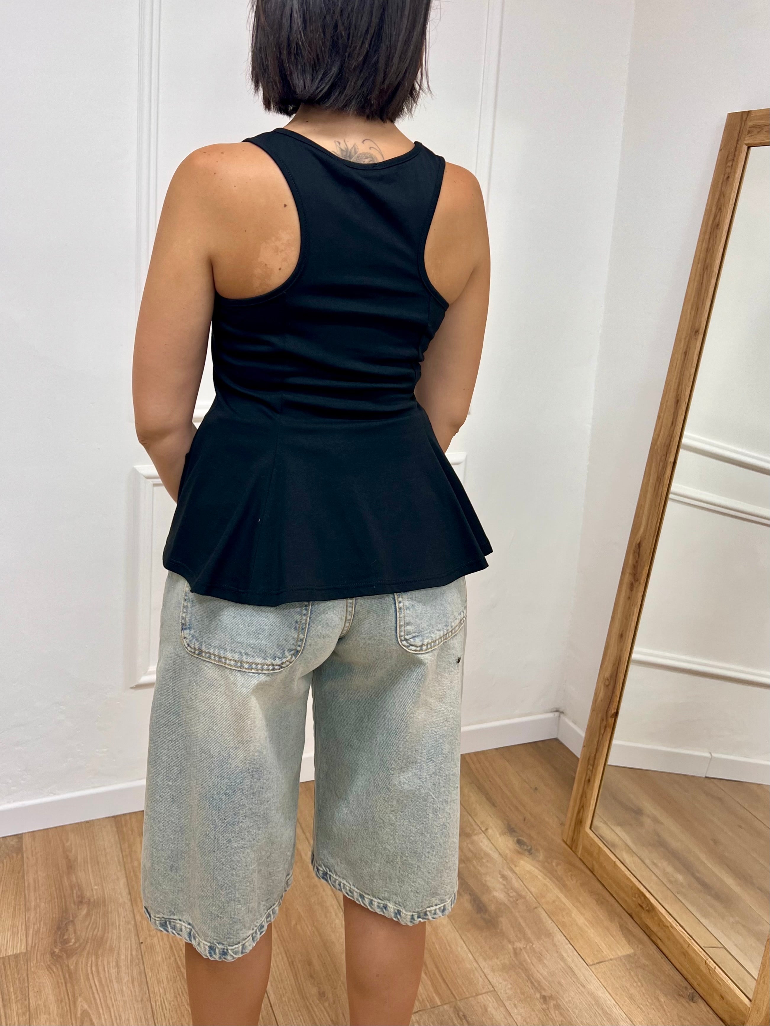 CANOTTA VOGATORE PEPLUM BERRY NERO SUSY MIX