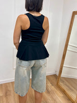 CANOTTA VOGATORE PEPLUM BERRY NERO SUSY MIX