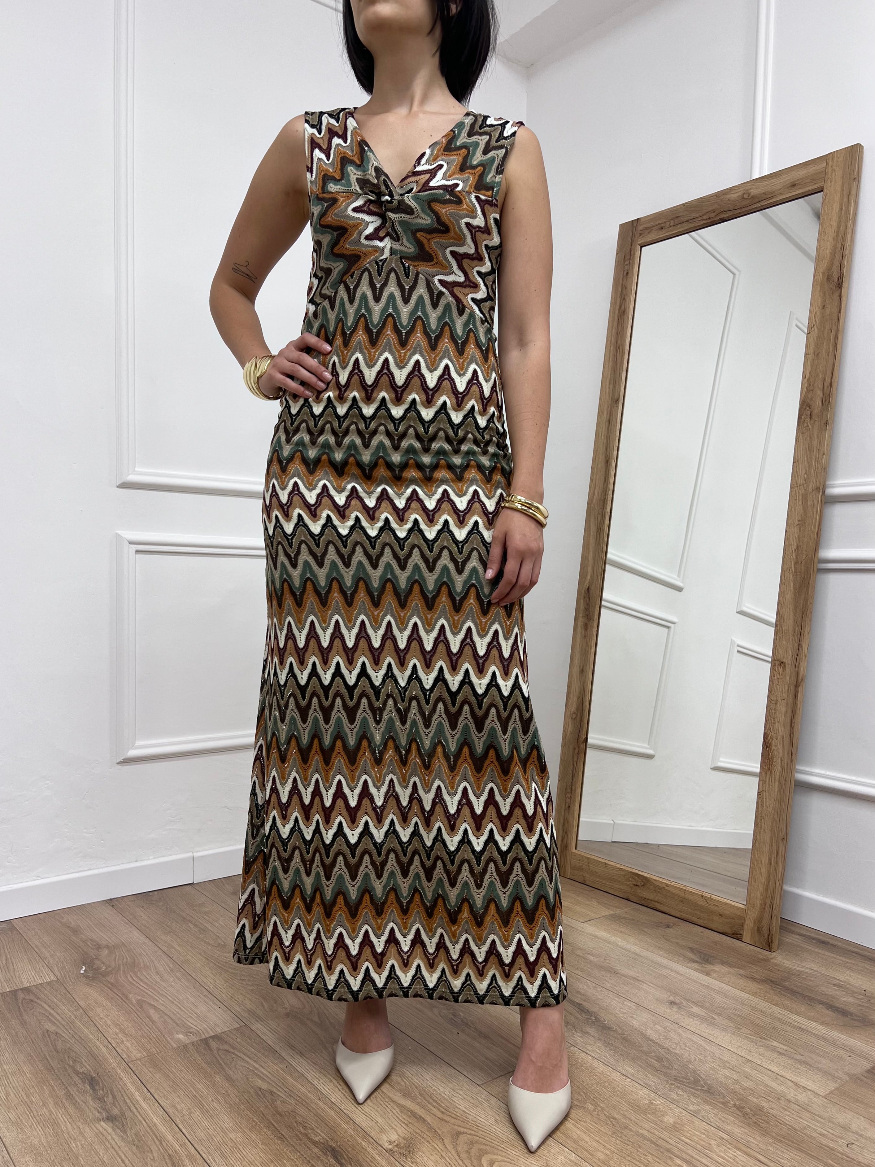ABITO LUNGO CROCHET SCOLLO INCROCIO MISSONI SUSY MIX