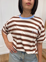 T-SHIRT M/C GIROCOLLO RIGHE  ST. TROPEZ TABACCO MOTEL