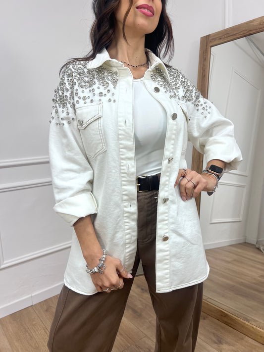 SUSY MIX CAMICIA OVER CON CABOCHON LUCE LATTE