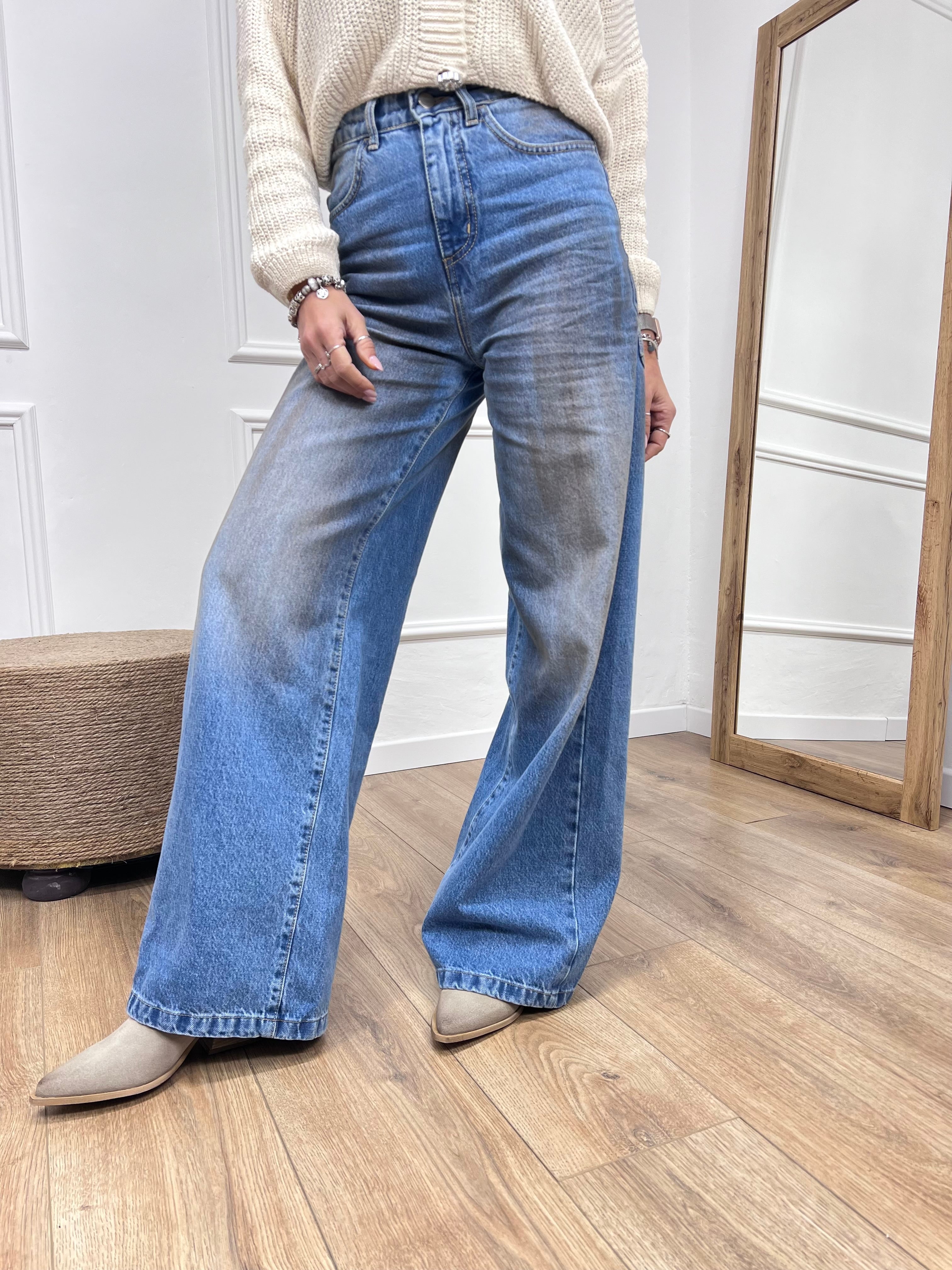 DENIM VITA ALTA “SUSY ROSE” BLU MEDIO