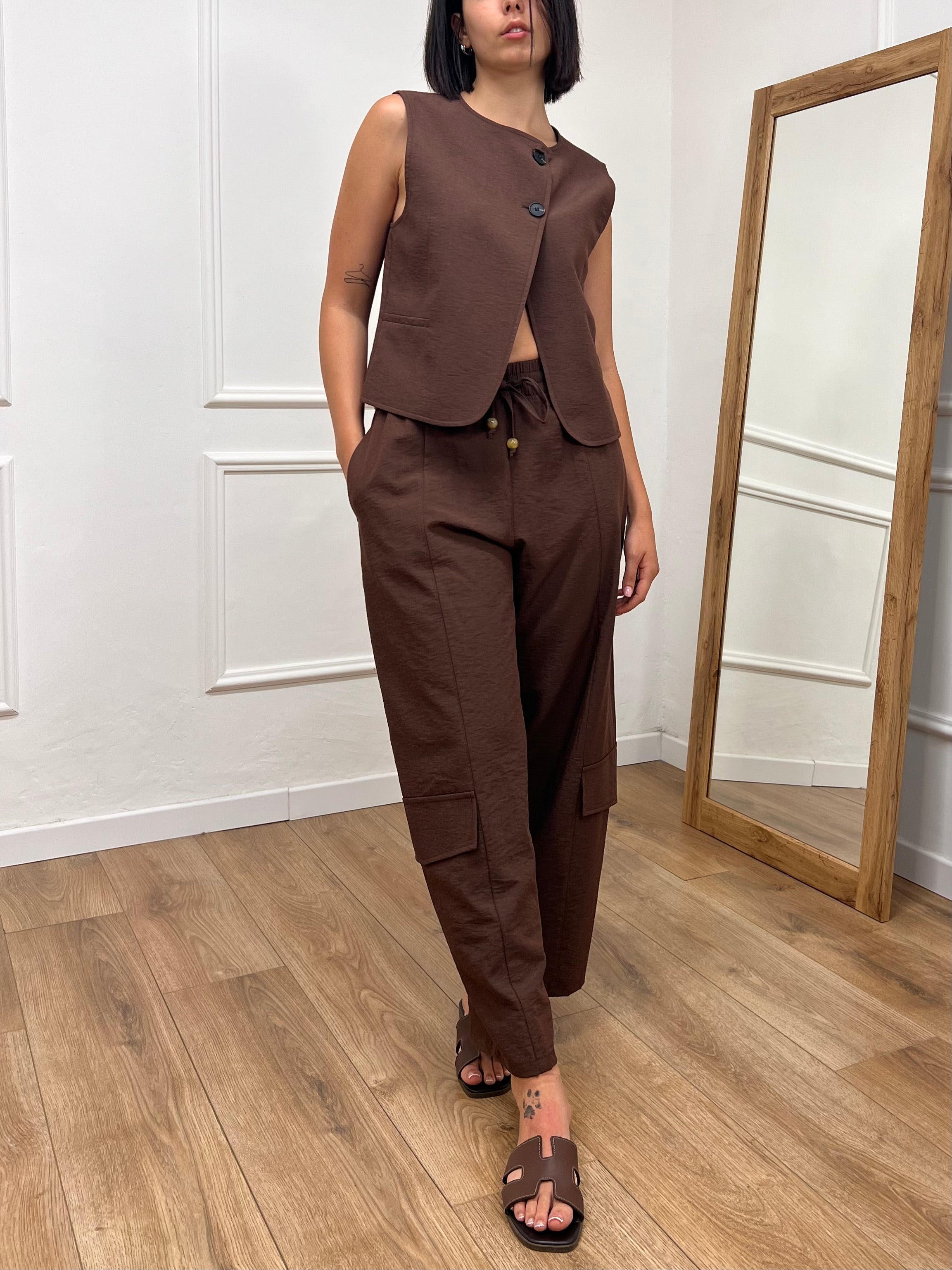 PANTALONE OVETTO CARGO SILVIA CAFFÈ SUSY MIX