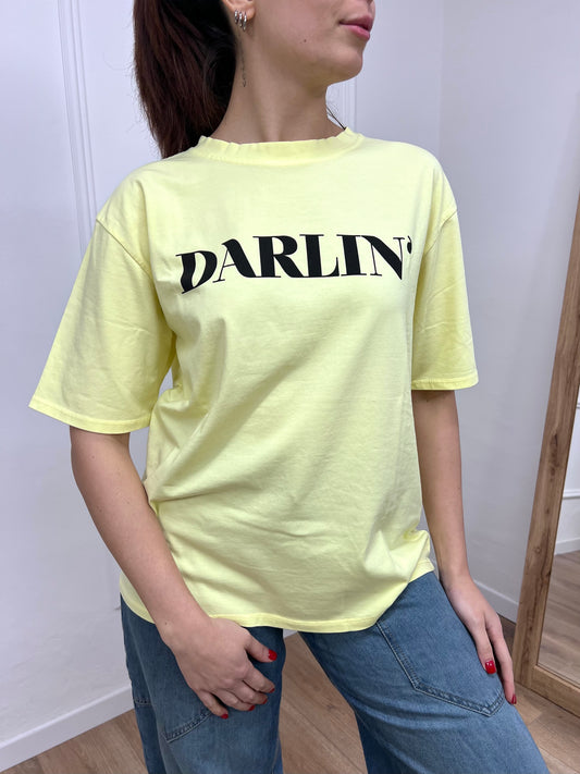 SUSY MIX T-SHIRT M/C GIROCOLLO “DARLING” GIALLO