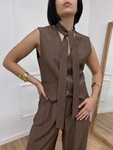 GILET CREP BOTTONI E CRAVATTA VANIA MORO SUSY MIX