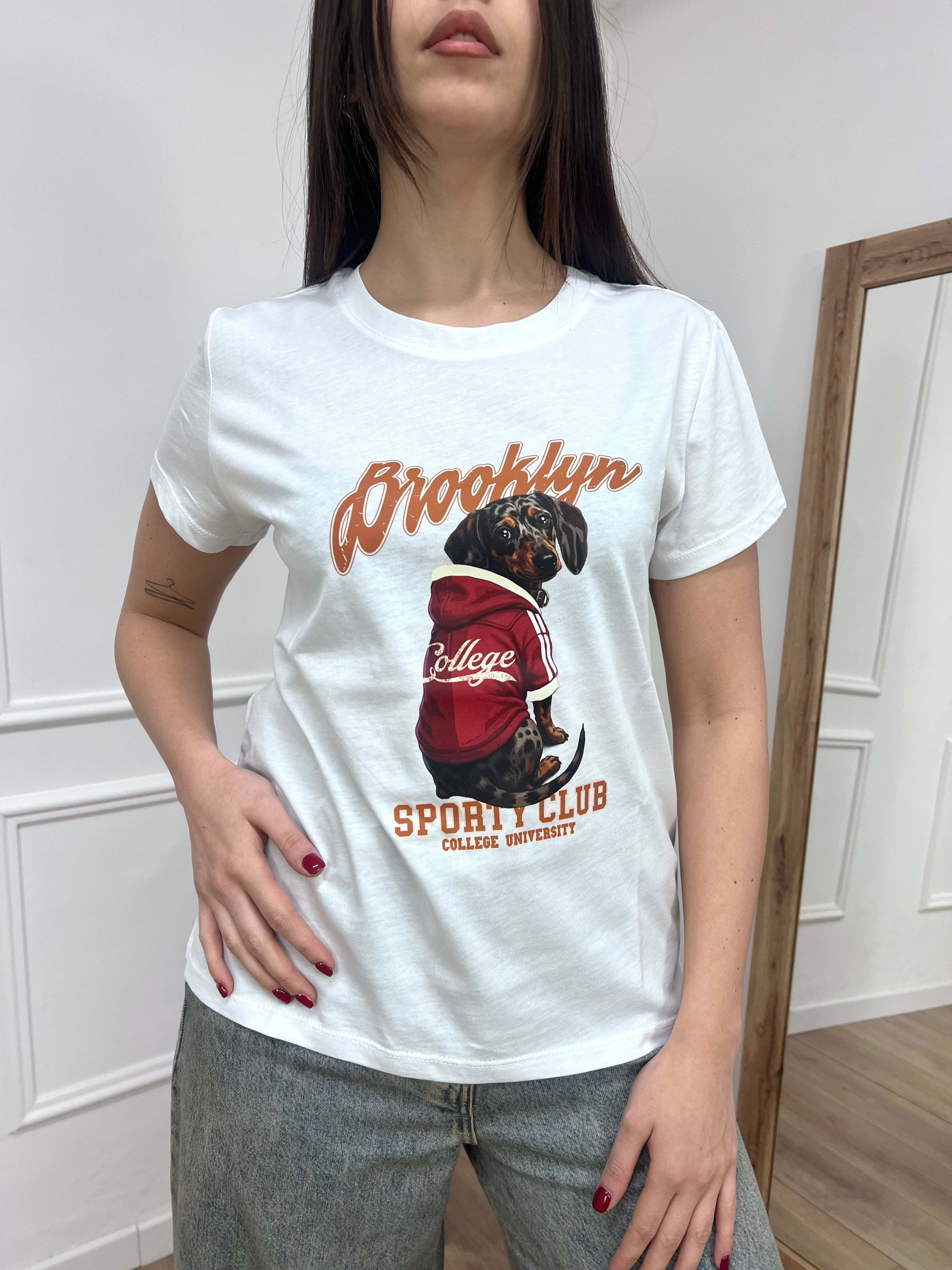 T-SHIRT M/C BASIC “. BASSOTTO” BIANCO SUSY MIX