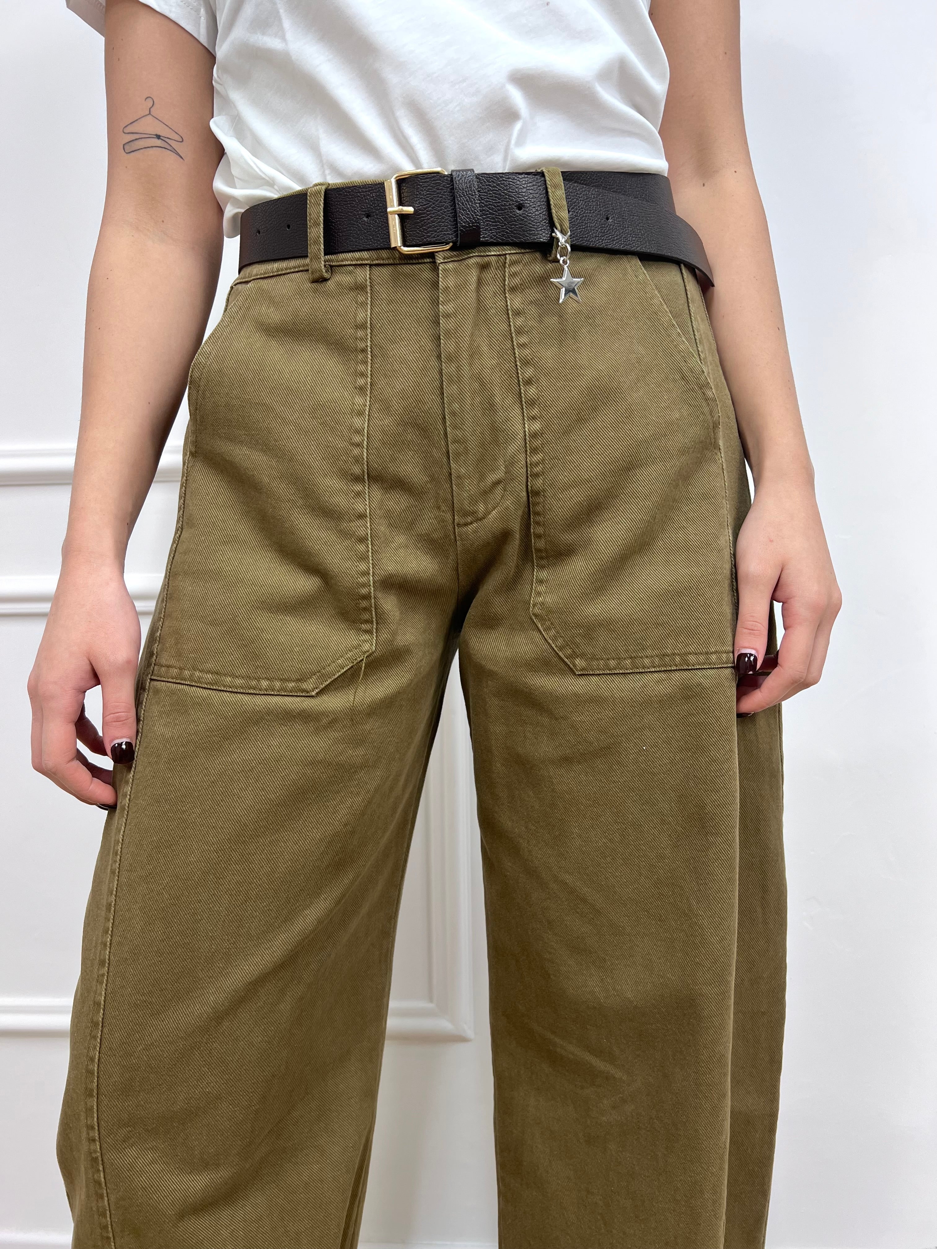 PANTALONE BALLON STELLINA TELA DENIM FANGO SUSY MIX
