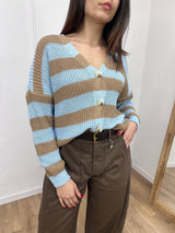 CARDIGAN FILO RIGATO BOTTONI CHIARA CIELO SUSY MIX