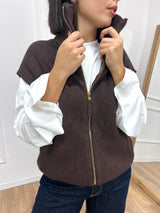 GILET IN MAGLIA A COSTE CON CERNIERA MORO SUSY MIX