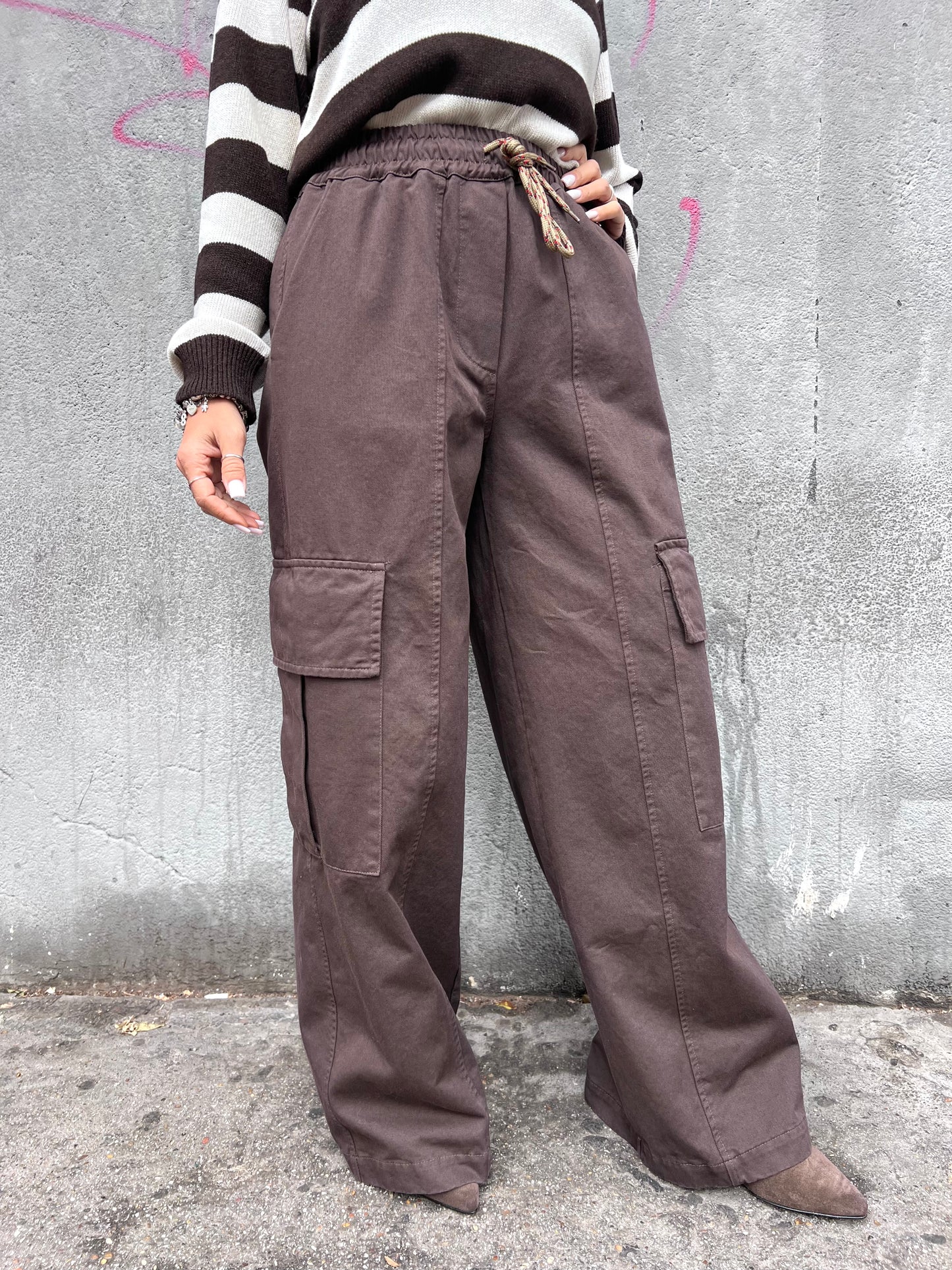 PHILIA LOFT PANTALONE CARGO LACCIO TOSCA CIOCCOLATO