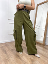 PANTALONE VITA ALTA CARGO ELIA MILITARE SUSY MIX