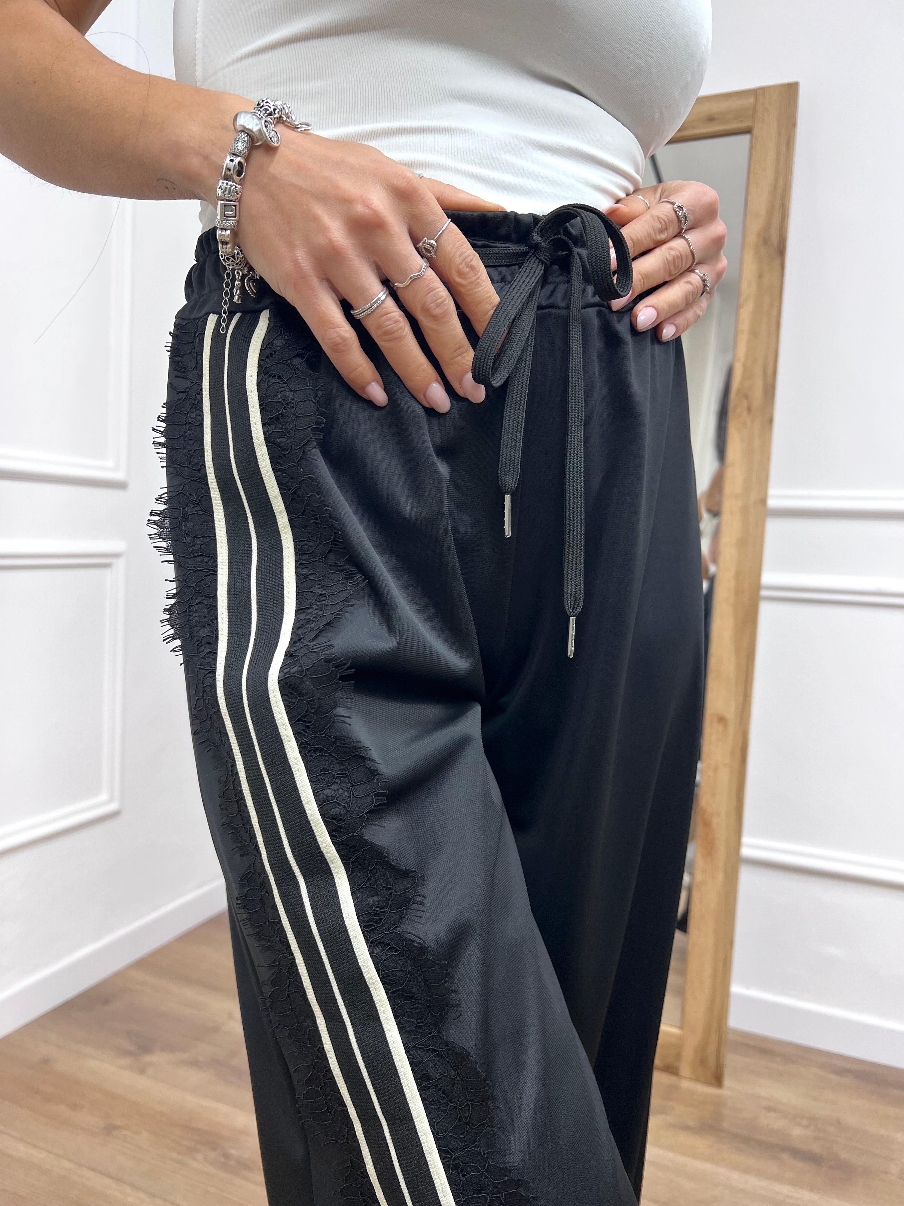 PANTALONE BALLON BANDA & PIZZO DAIANA NERO SUSY MIX