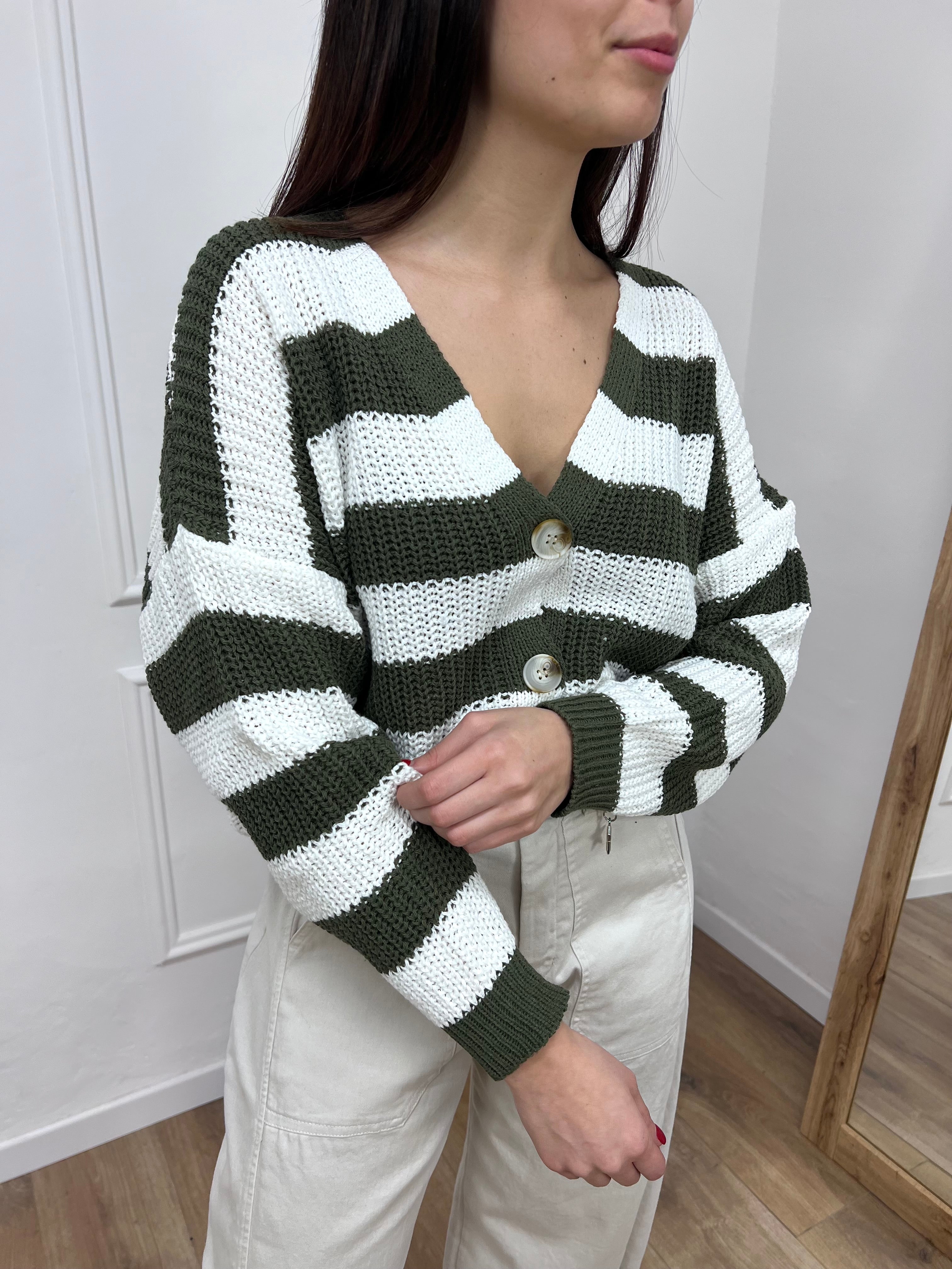CARDIGAN FILO RIGATO BOTTONI CHIARA MILIRARE SUSY MIX
