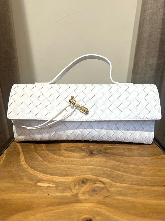 BORSA BAGUETTE VERA PELLE BOTTEGA BIANCO