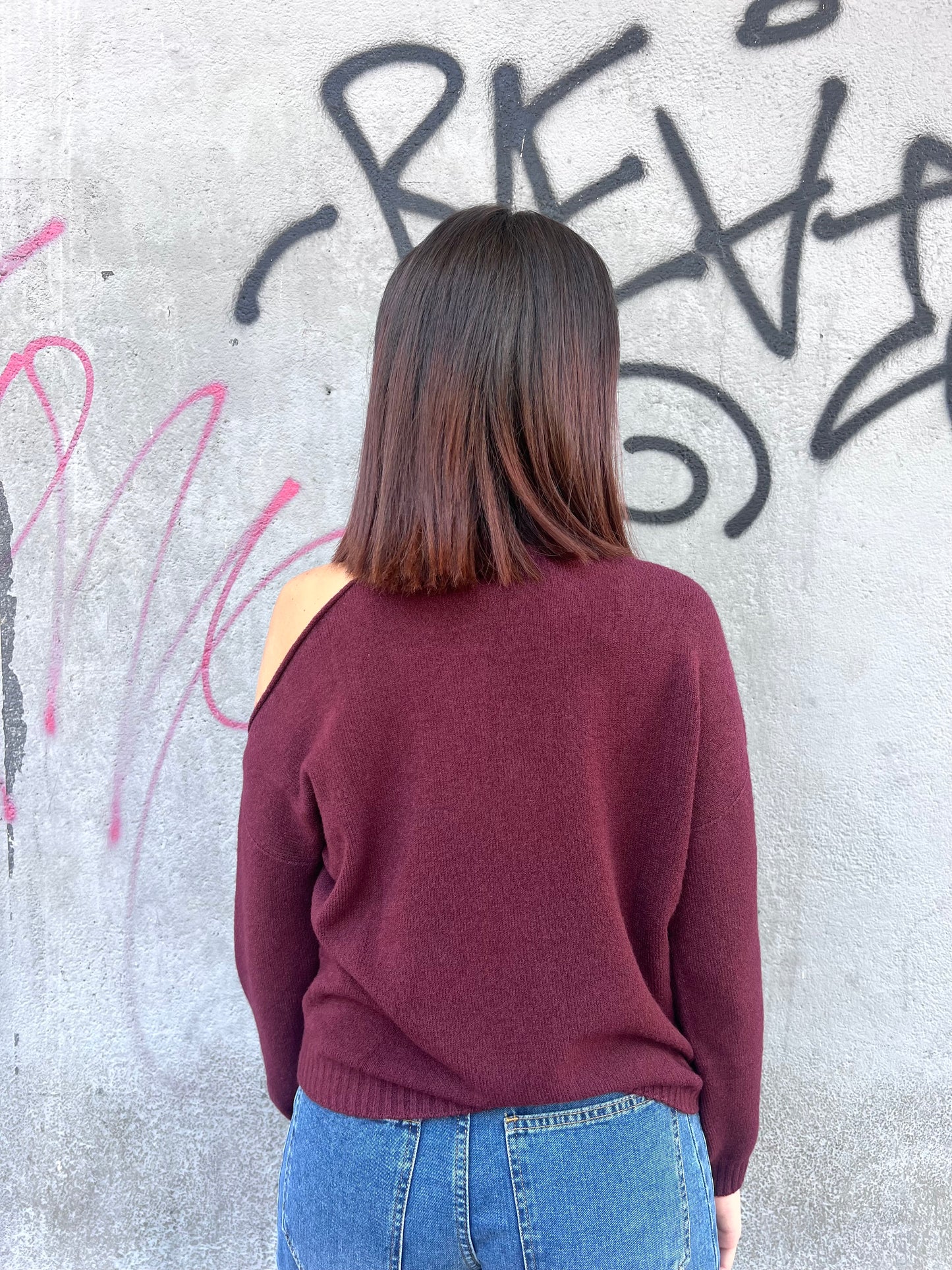 SUSY MIX MAGLIA CUT OUT COLLO NENA VINO