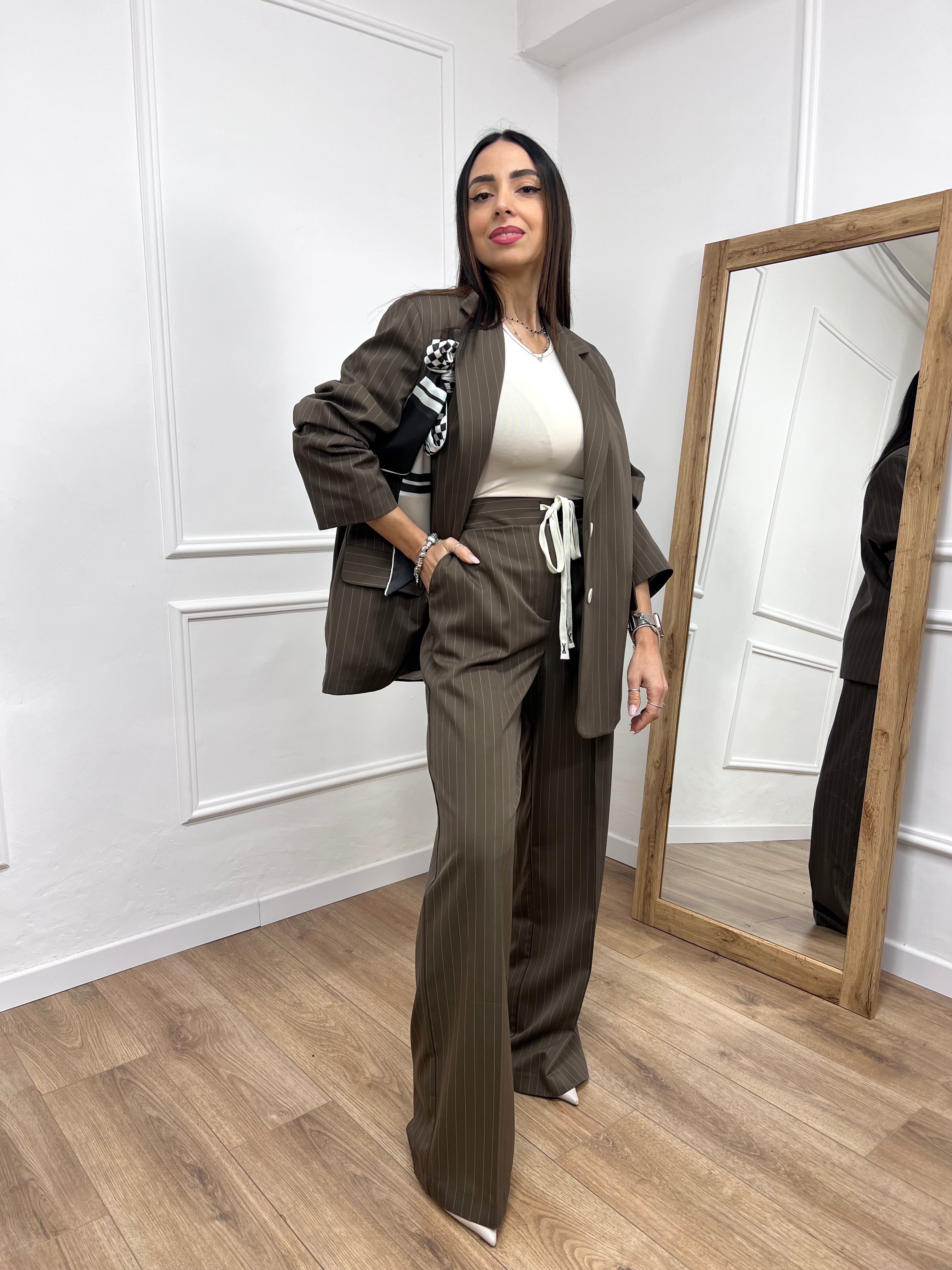 PANTALONE FULL LENGHT GESSATO MINA MORO SISY MIX