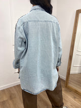 CAMICIA OVER CON CABOCHON LUCE LIGHT BLU SUSY MIX