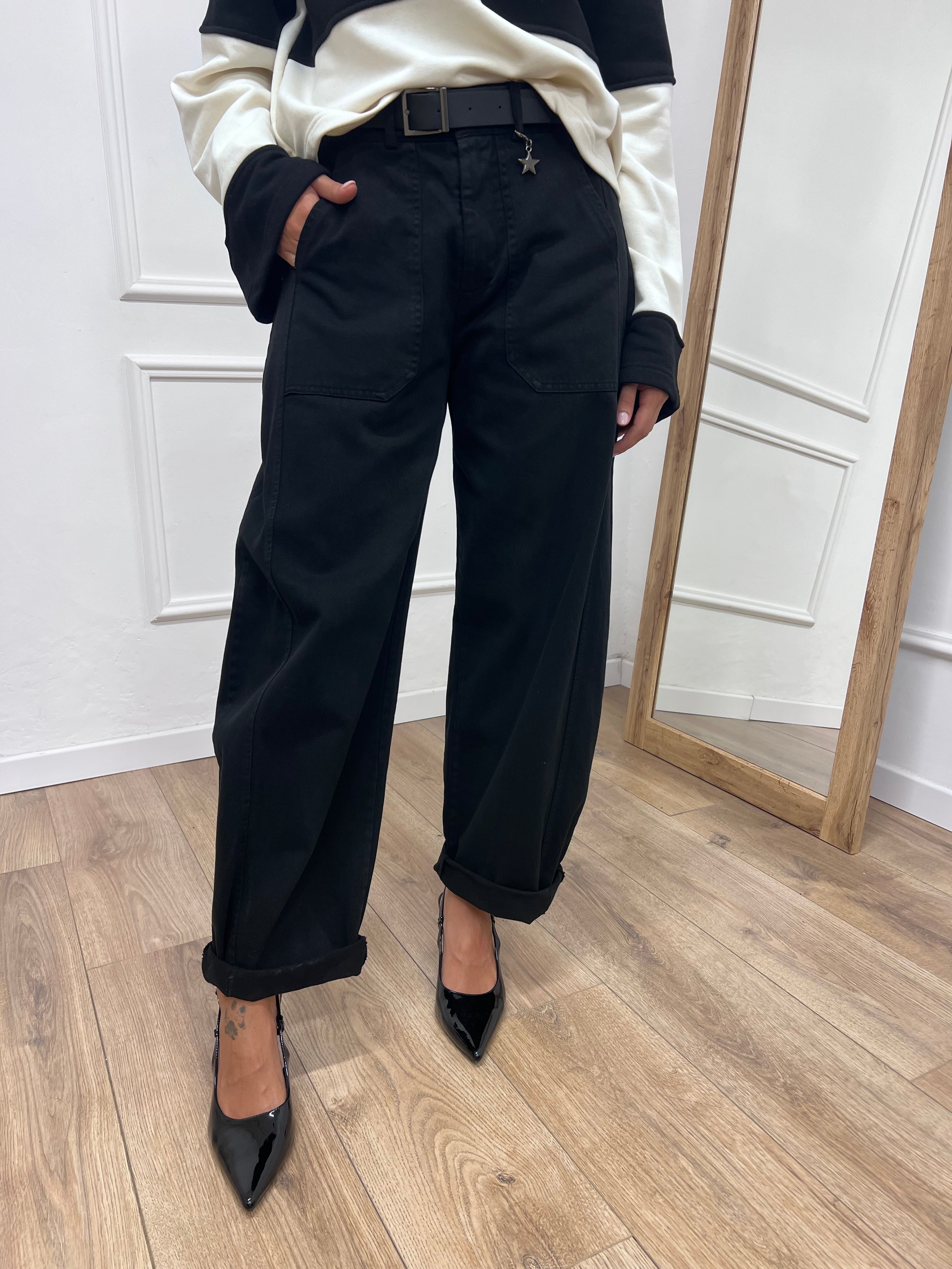 PANTALONE BALLON STELLINA TELA DENIM NERO SUSY MIX