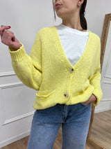 CARDIGAN FILO OVER TASCHE BENEDETTA GIALLO SUSY MIX