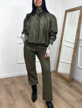 PANTALONE ECOPELLE DRITTO ROXY VERDE SUSY MIX