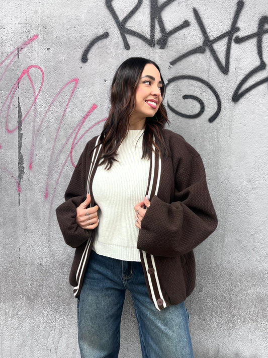 SUSY MIX BOMBER FELPA BOTTONI MARVI MORO