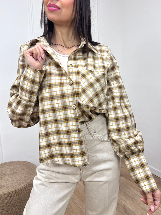 SUSY MIX CAMICIA MICRO CHECK SPALLINA FRANCY GIALLO