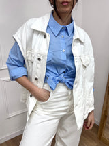 GILET OVER TELA DENIM CAMY BIANCO