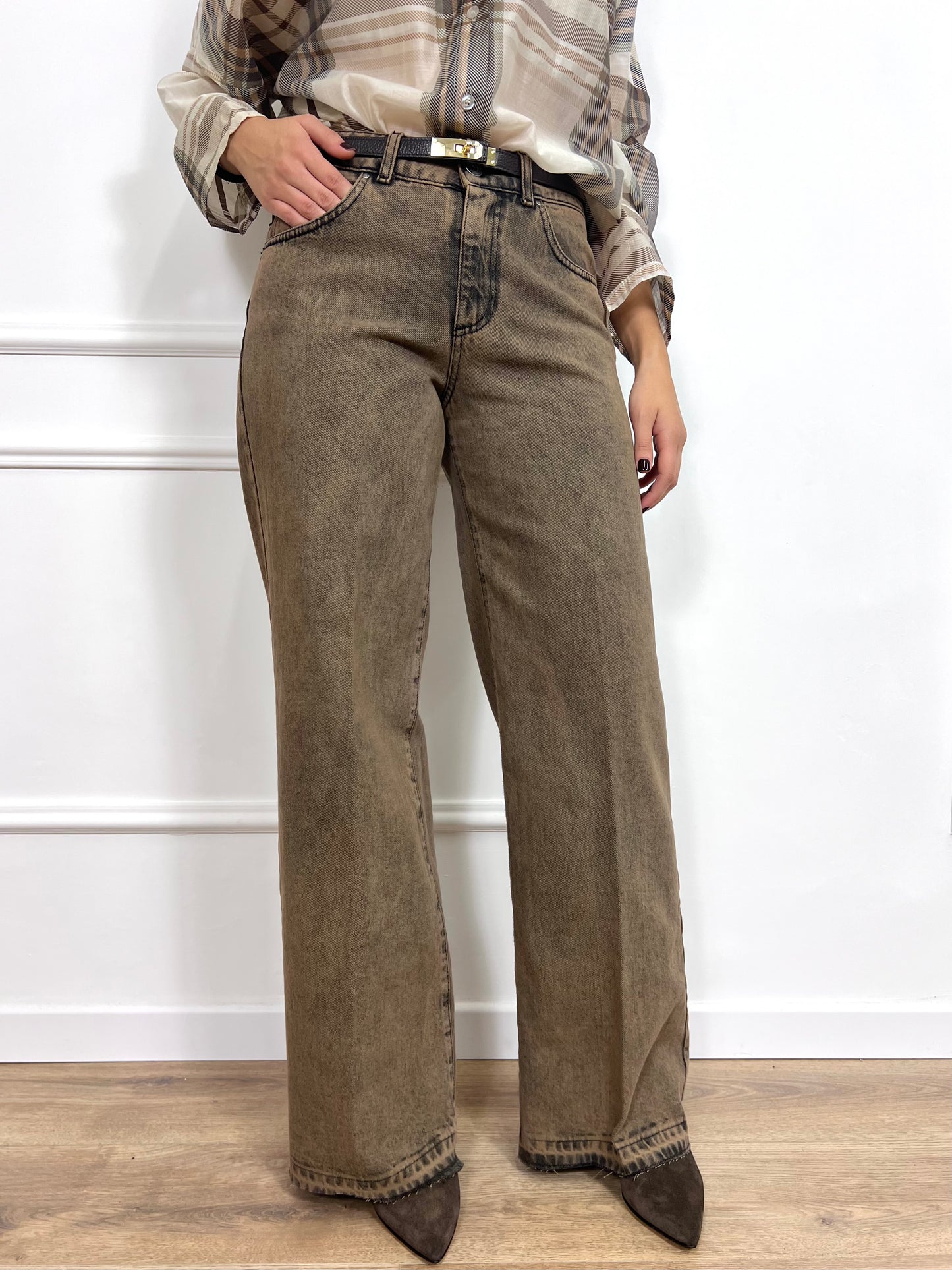SUSY MIX DENIM PALAZZO SABBIATO VAIANA CAMEL