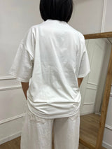 T-SHIRT M/C OVER TASCA MICRO PAILLETTES LATTE SUSY MIX