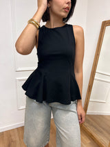 CANOTTA VOGATORE PEPLUM BERRY NERO SUSY MIX