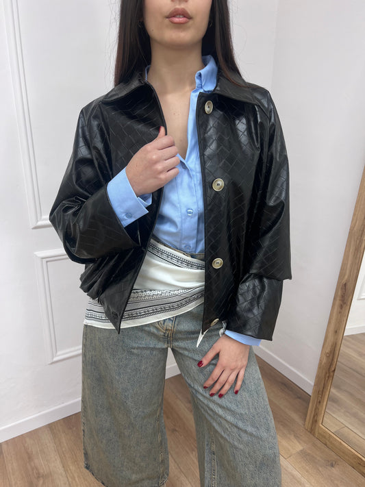 SUSY MIX BOMBER ECO TRAMA INTRECCIATA BOTTEGA NERO