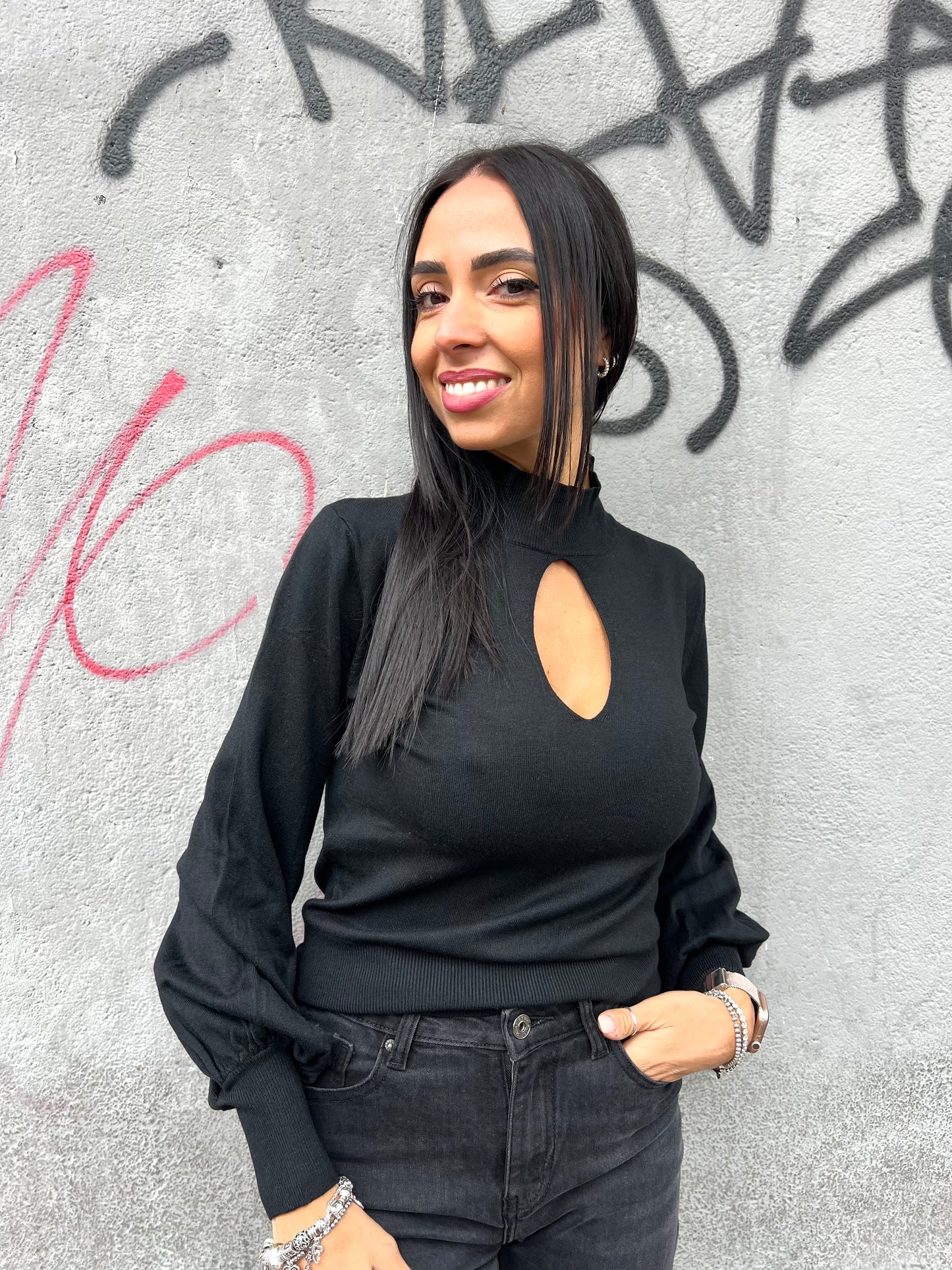 SUSY MIX MAGLIA LUPETTO GOCCIA MATILDE NERO