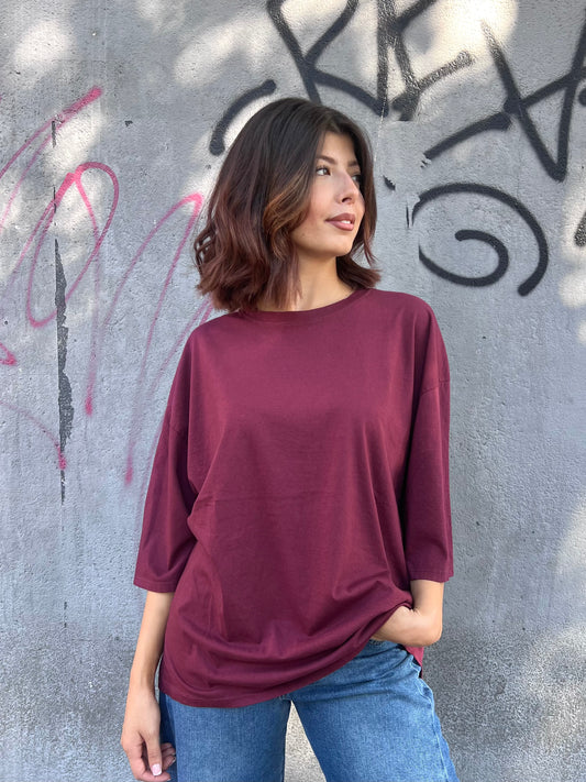 SUSY MIX T-SHIRT OVER M/MANICA. FLORA VINO