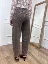 DENIM VITA REGOLARE BARREL CROPPED CINZIA MOKA