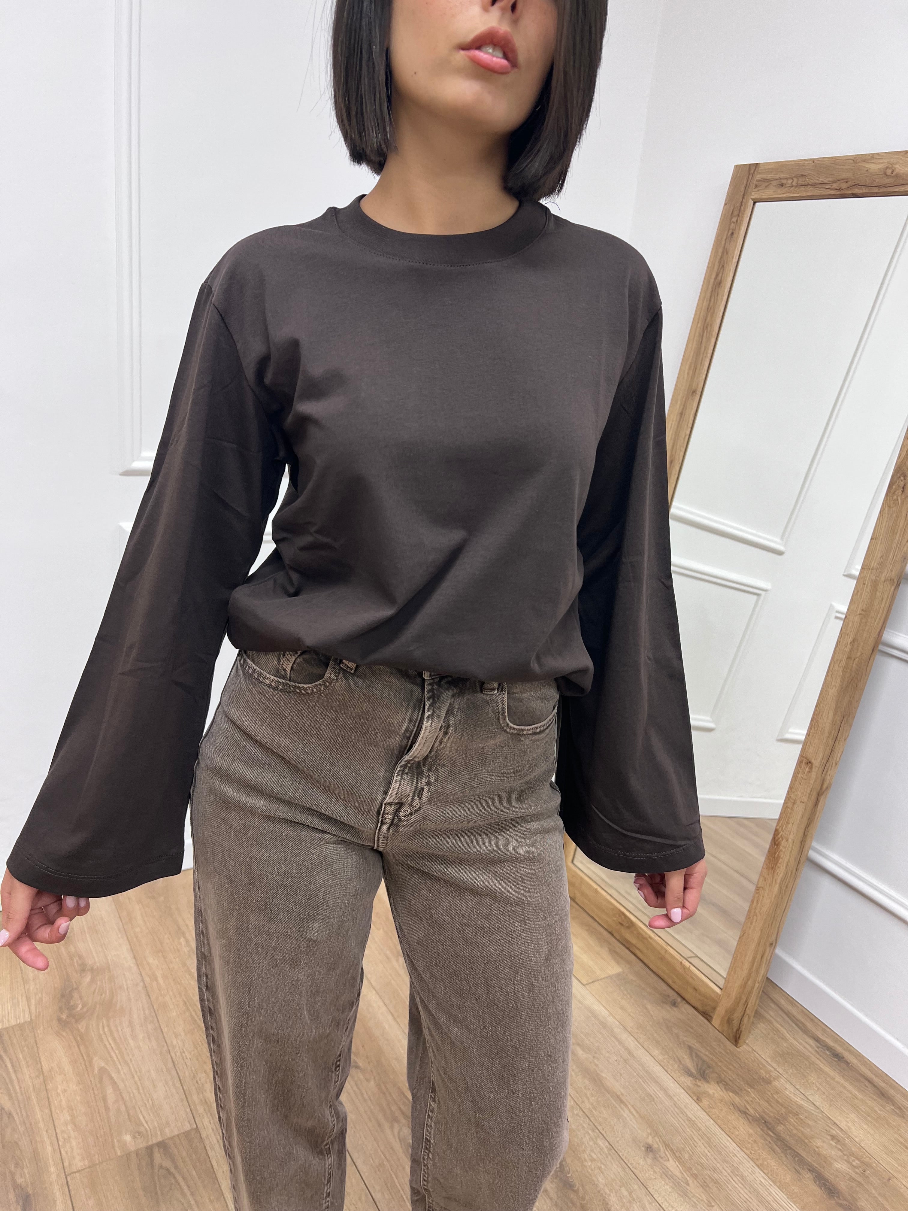 T-SHIRT GIROCOLLO MANICA CAMPANA MORO SUSY MIX
