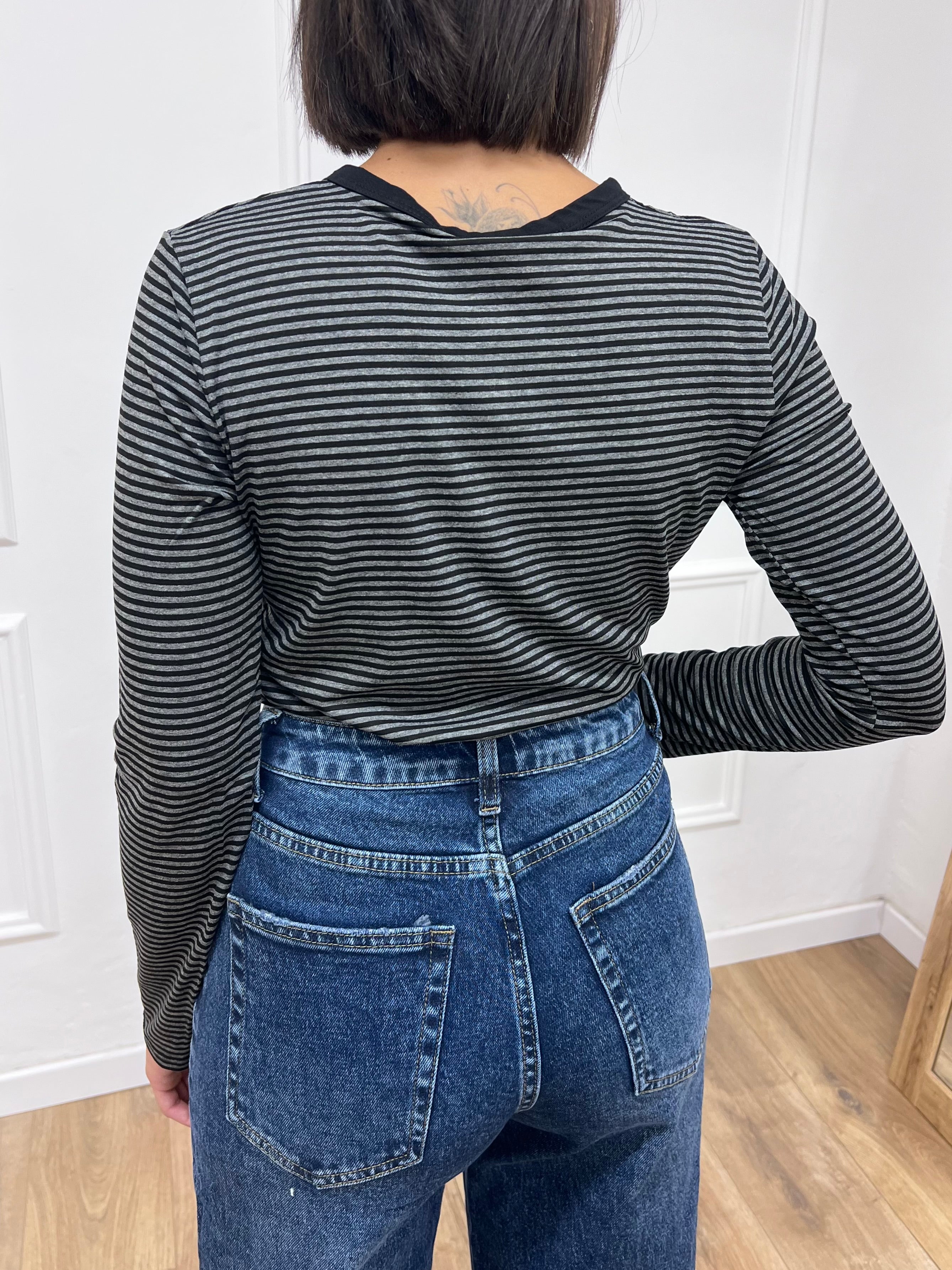 MAGLIA SERAFINO M/LUNGA RIGATA NOEMI NERO SUSY MIX