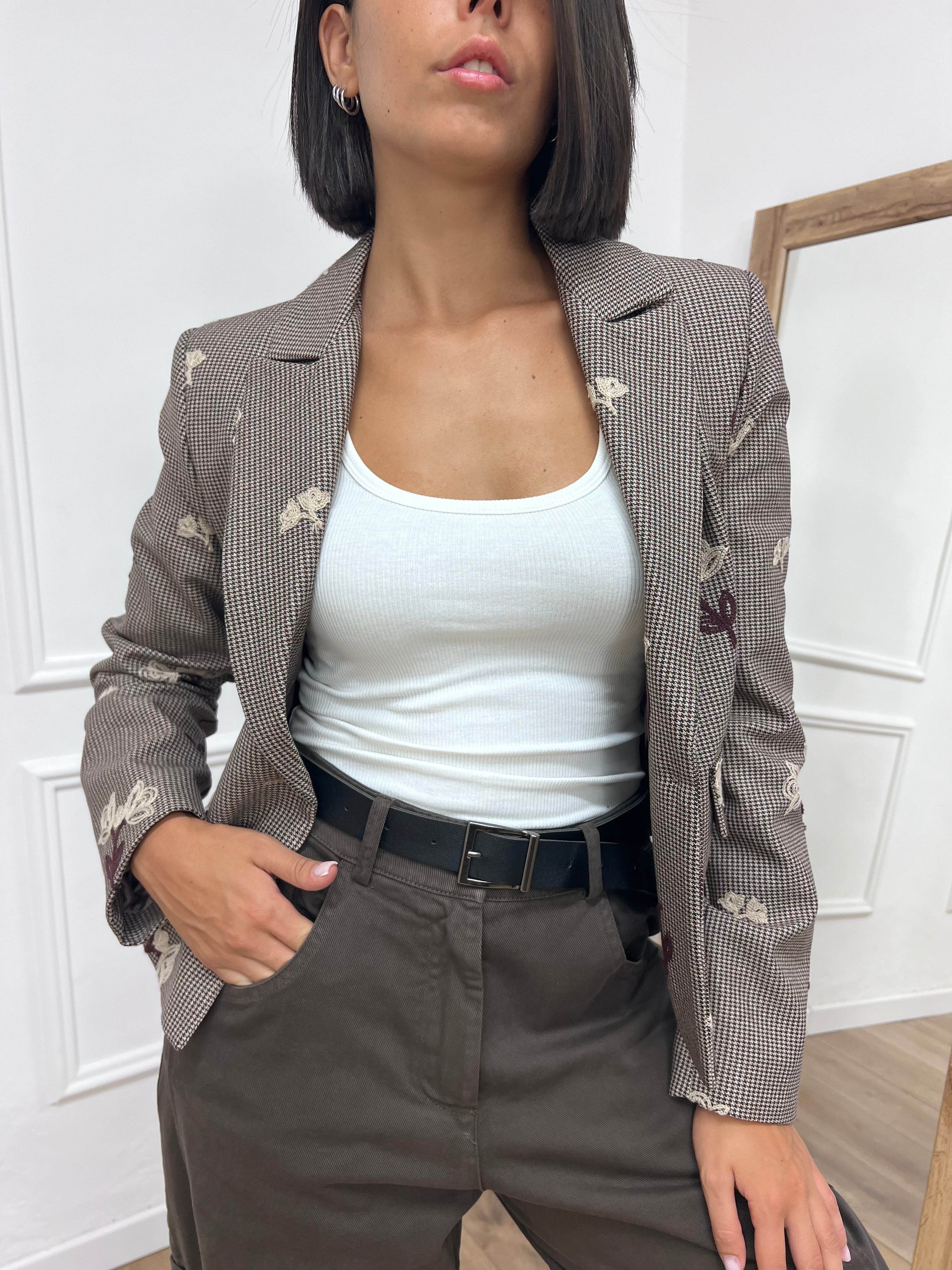 GIACCA CROP PEDY PULL RICAMI LILA VINO SISY MIX