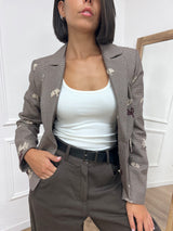 GIACCA CROP PEDY PULL RICAMI LILA VINO SISY MIX