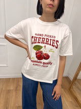 T-SHIRT GIRO M/C STAMPA CILIEGIE LATTE SUSY MIX