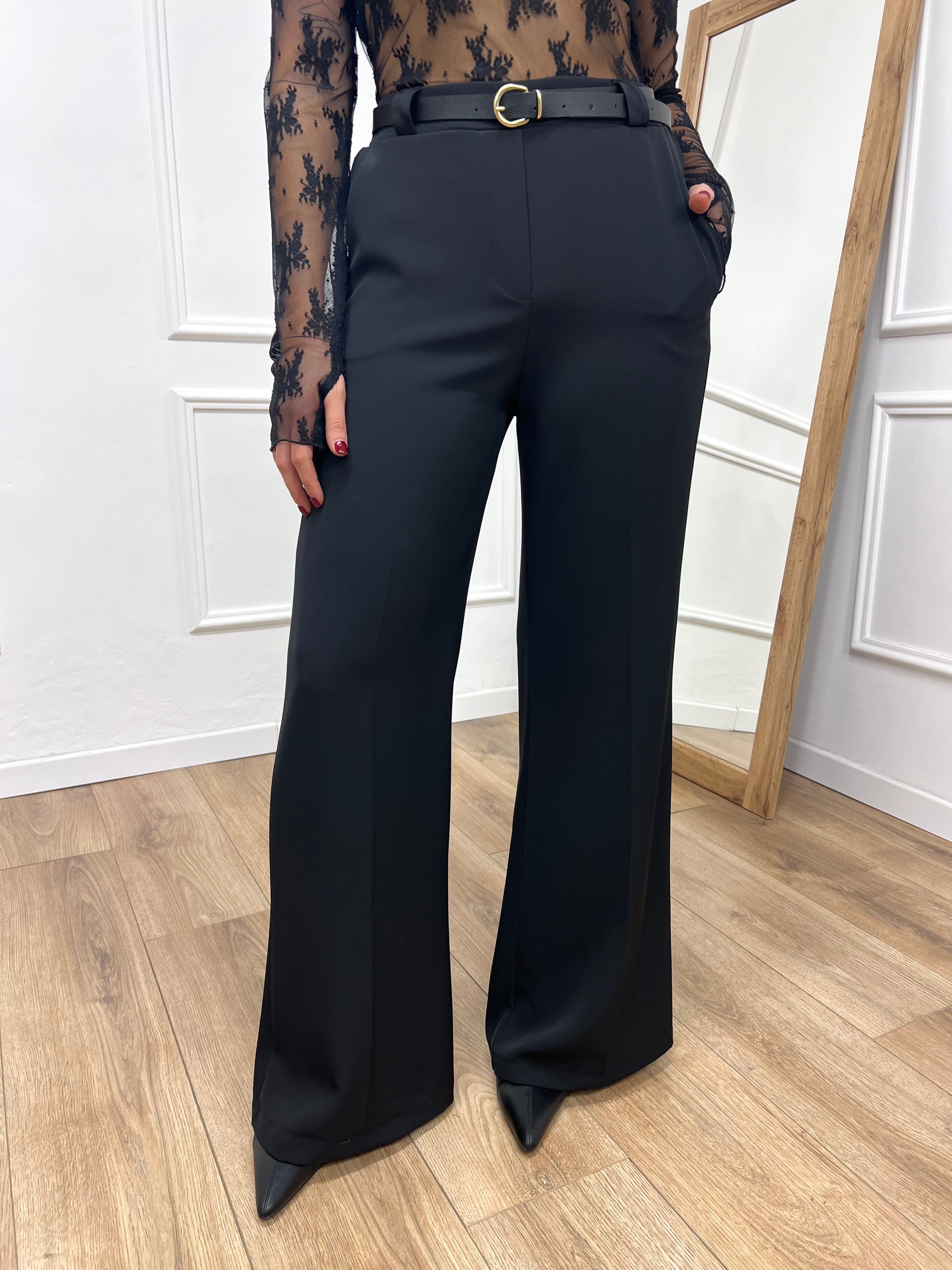 PANTALONE PALAZZO FLUIDO MARTA NERO SUSY MIX