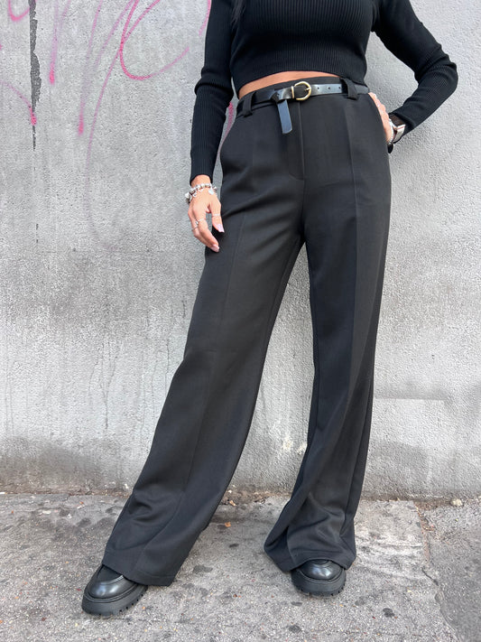 SUSY MIX PANTALONE PALAZZO DARIA NERO