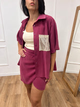 CAMICIA OVER M/C CUPRO TASCA PAILLETTES AMARENA SUSY MIX