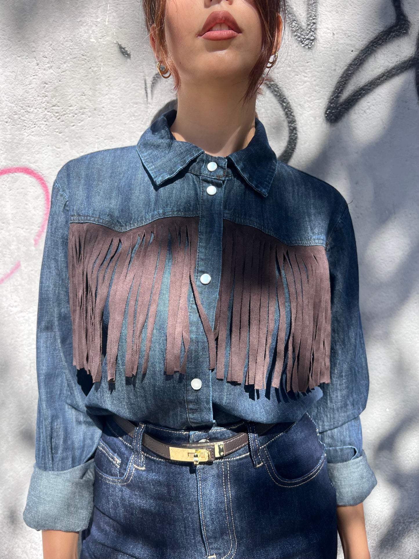 SUSY MIX CAMICIA DENIM FRANGE DESY BLU